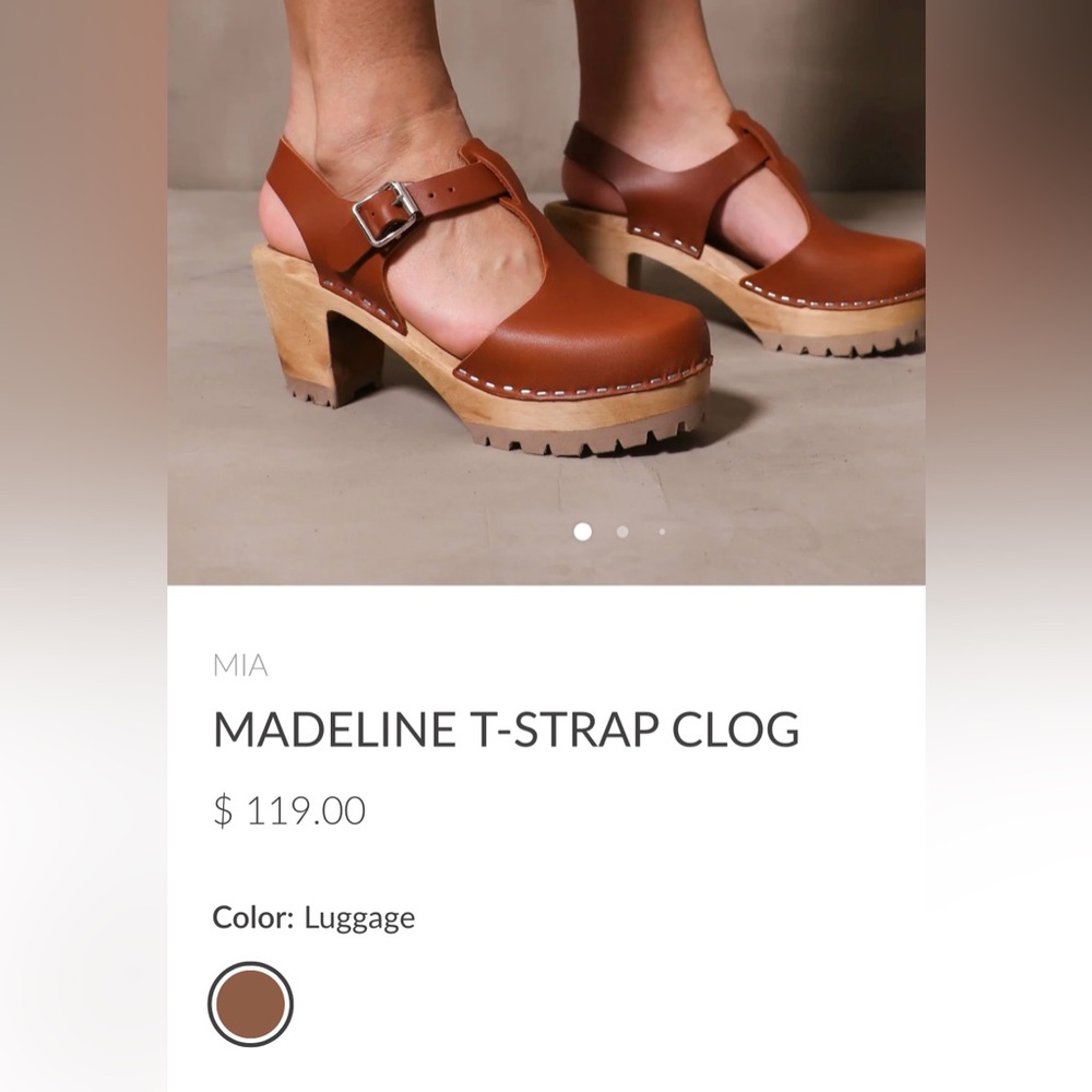 New MIA Madeline T-strap lug sole Swedish clogs EU 37 US 6.5